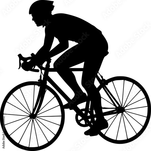 silhouette Drawing of a cyclist on a white background vector
