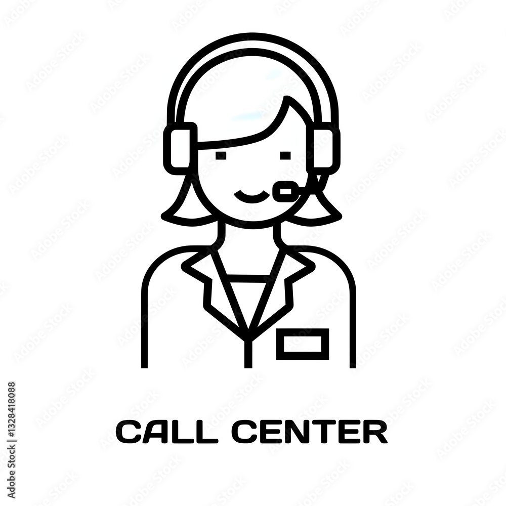 Call center editable stroke outline icon isolated on white background flat vector illustration, black outline, Pixel perfect Call center editable stroke outline icon isolated on white background flat vector illustration, black outline, Pixel perfect