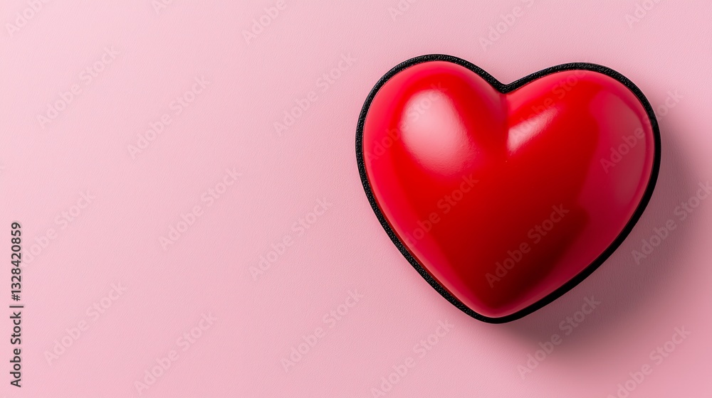 Red Heart on Pink Background Minimalist Valentine's Day Design Red Heart on Pink Background Minimalist Valentine's Day Design