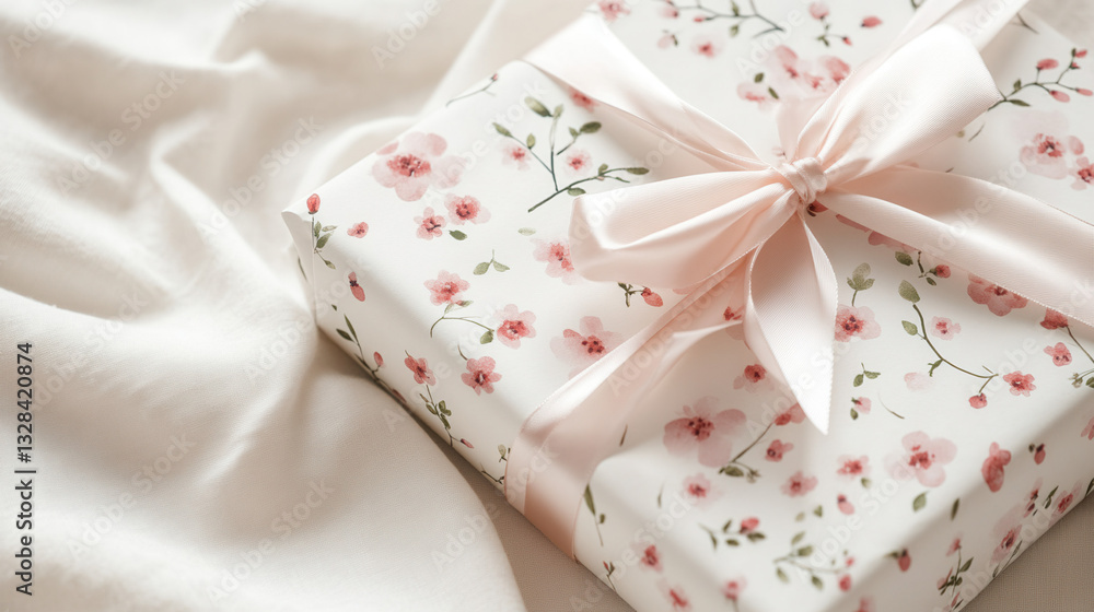 Gift-wrapping action cozy home product photography soft texture close-up celebratory concept Gift-wrapping action cozy home product photography soft texture close-up celebratory concept