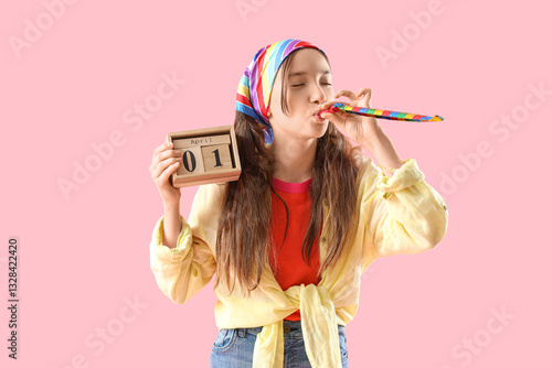 Funny little girl with part...