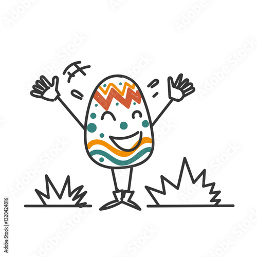 funny retro colorful egg character doodle