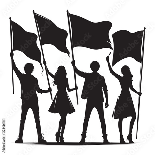 United Silhouette Group Holding Flags High in a Powerful Demonstration