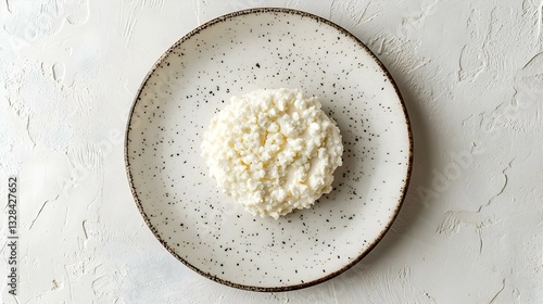 Fototapeta Naklejka Na Ścianę i Meble -  Cheese Fresh cheese on plate on white