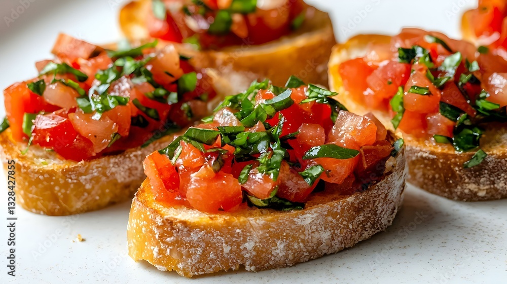 Sliced bruschetta on white background Sliced bruschetta on white background