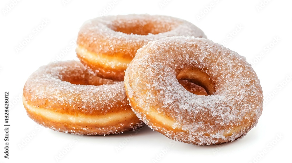 Front view of sugar-glazed cinnamon donuts Front view of sugar-glazed cinnamon donuts