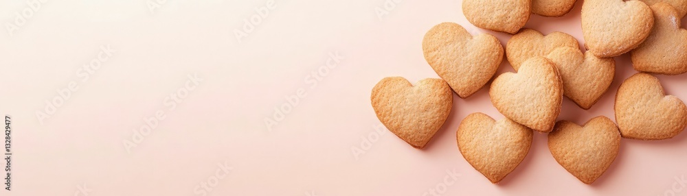 Miniature biscuit bites cascading in heart shapes sweet treat display soft background whimsical concept Miniature biscuit bites cascading in heart shapes sweet treat display soft background whimsical concept