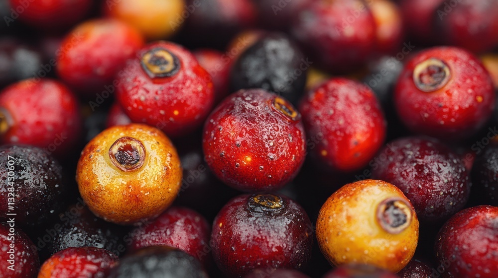 Close-up ripe red berries harvest background texture Close-up ripe red berries harvest background texture
