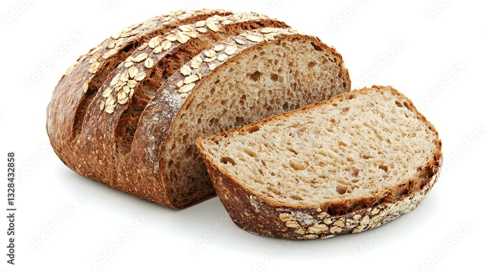 whole grain bread isolated on white background