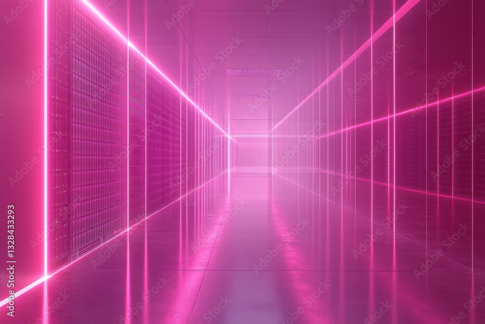 Modern server racks in a high-tech secure data center environment Modern server racks in a high-tech secure data center environment