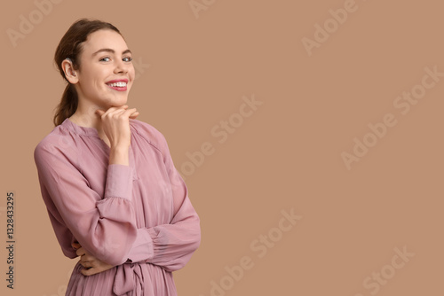 Happy young woman with hear...