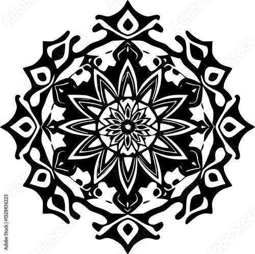 Psychedelic Abstract Black and White Monochrome Illustration Art Design Pattern