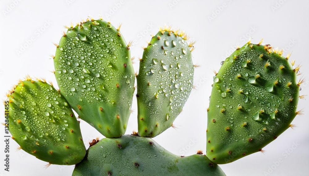 prickly pear cactus opuntia isolated on white background with dew drops succulent flora prickly pear cactus opuntia isolated on white background with dew drops succulent flora