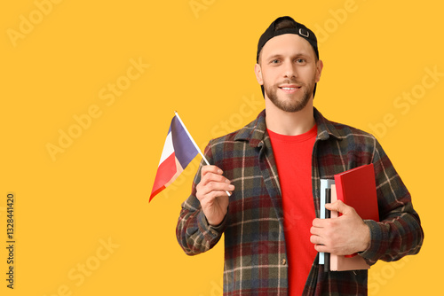 Male French student with bo...