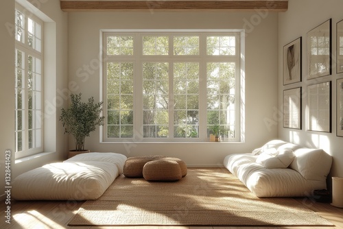 Contemporary White Living Room Interior Design 3D Render