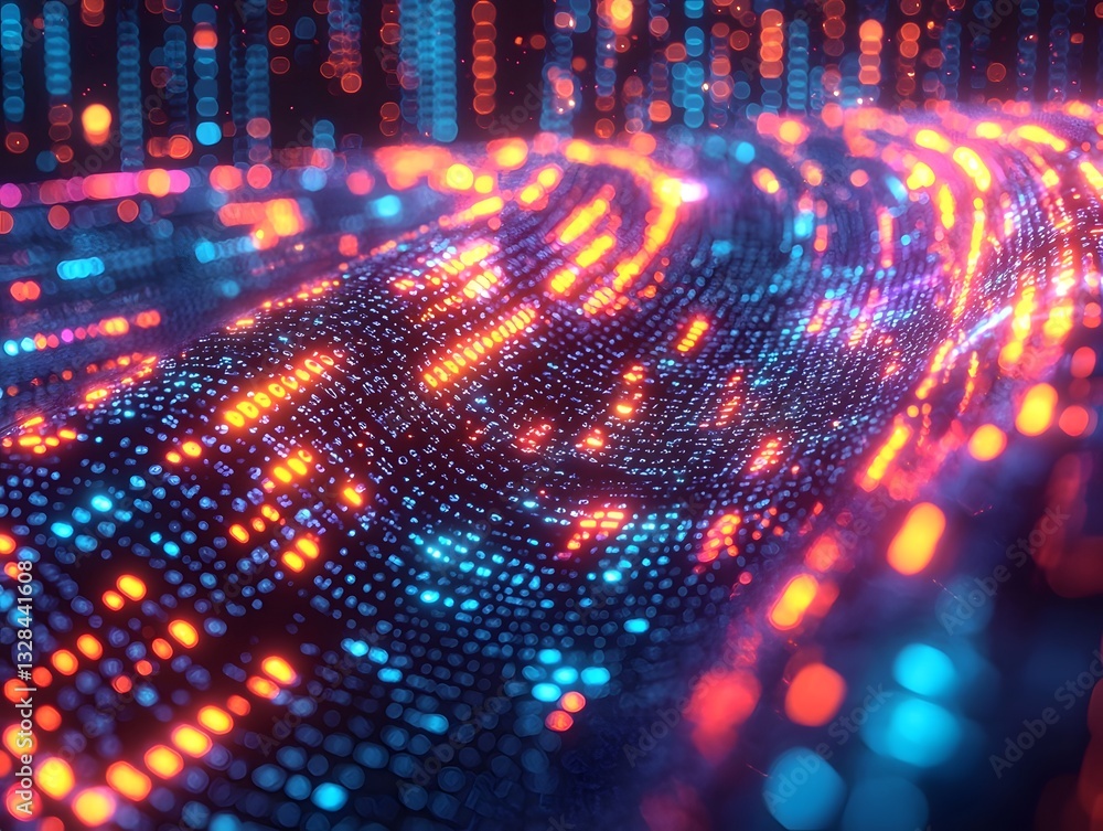 Fototapeta premium Glowing DNA Strands Representing Encrypted Data and Digital Technology Concept