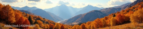 Golden leaves blanket autumnal mountains, crisp air , yellow, alpine, leaves