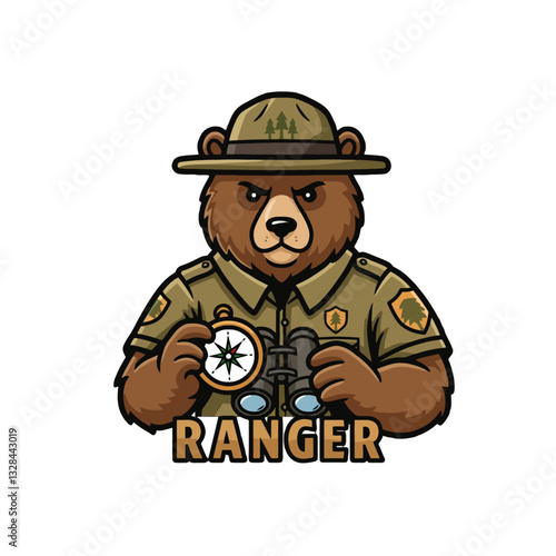 Park Ranger Bear with Compass and Binoculars Logo