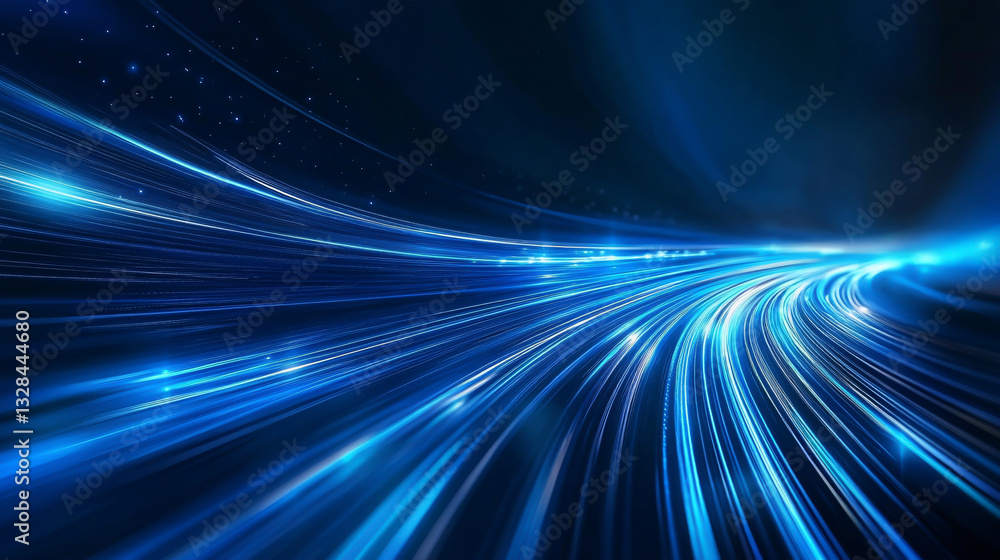 Obraz premium Blue dynamic abstract lines create a main visual background design representing technology.