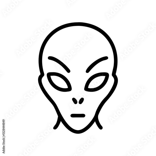 Alien head with extraterrestrial features line art icon