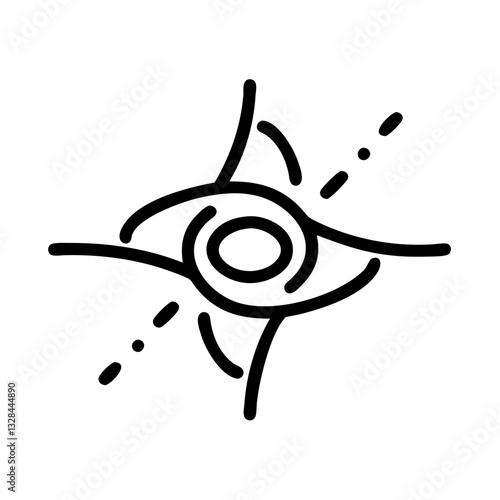 Black hole with gravitational distortion line art icon