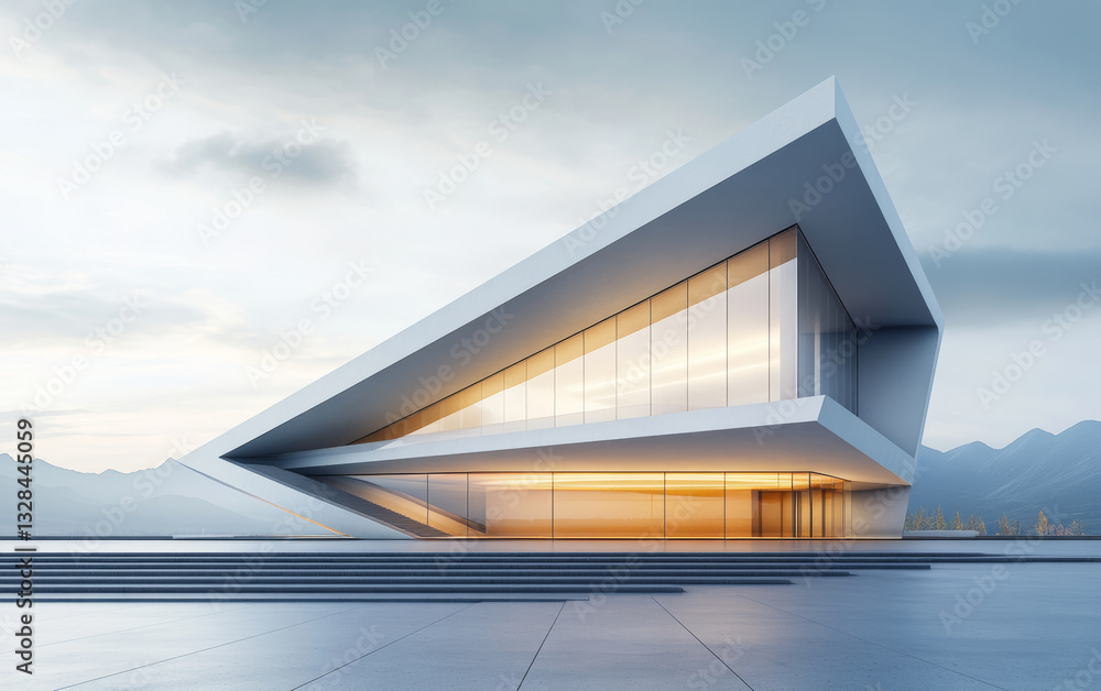 Fototapeta premium Minimalist modern architecture and spatial structure