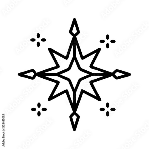 North Star shining in the night sky line art icon