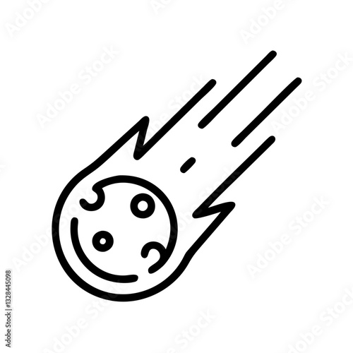 Meteor entering Earth's atmosphere line art icon