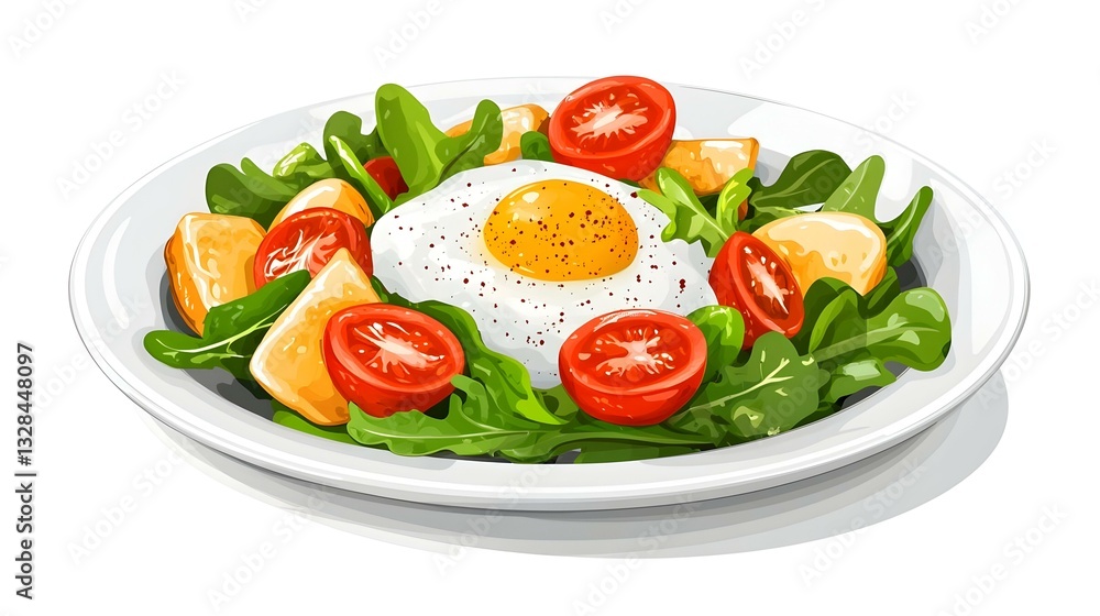 Caesar salad served in white plate isolated Caesar salad served in white plate isolated
