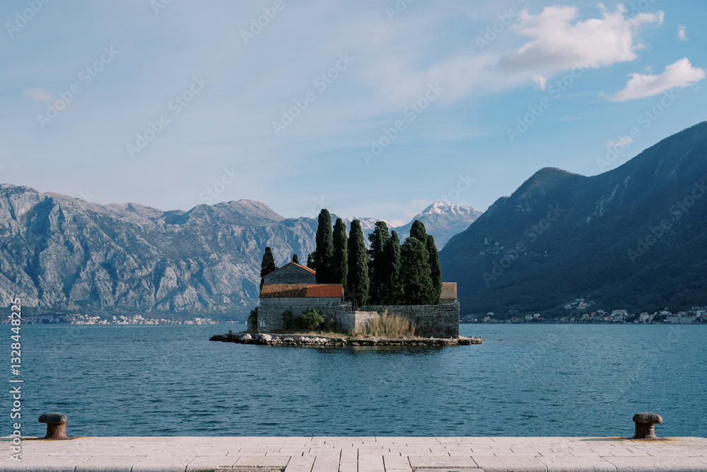 Fototapeta premium Ancient monastery on the island of St. George in the Bay of Kotor. Montenegro