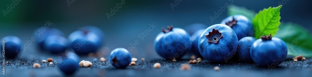 Obraz premium Single plump blueberry, vibrant blue hue, delicate bloom, clean eating, blue