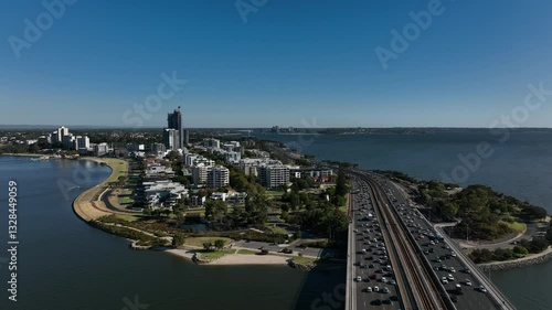 PerthCBD-4K_50p_Looking_to_South_Perth_Over_Motorway