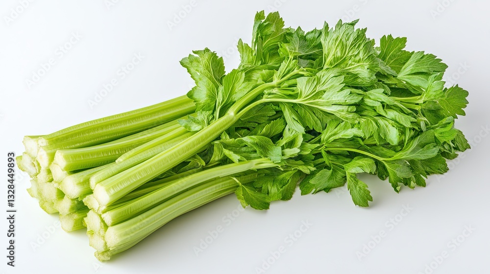 Crisp bunch of fresh green celery stalks, vibrant and isolated Crisp bunch of fresh green celery stalks, vibrant and isolated