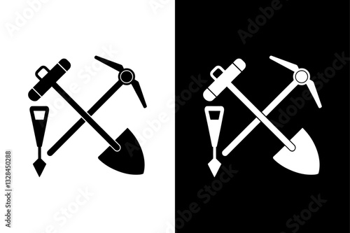 Silhouette Mining Tools Vector Icons  Perfect for Industrial Design.