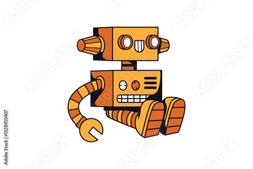 Vintage Robot Vector Illustration