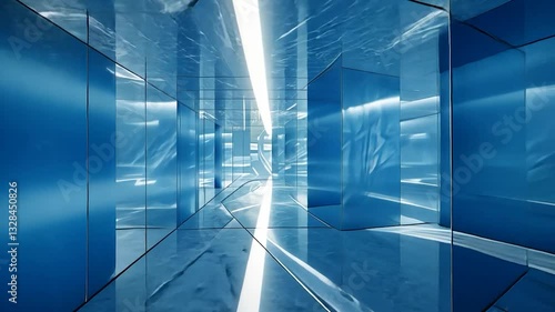 Abstract Blue Glass Maze: A Stunning Architectural Design