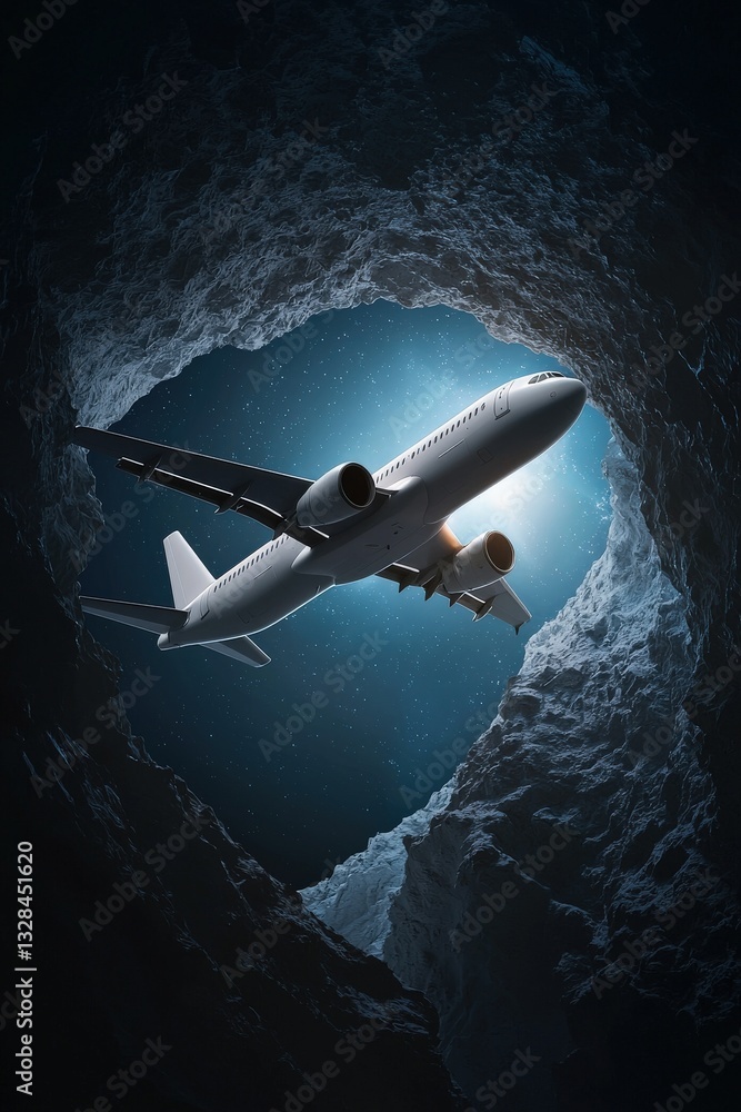 Obraz premium A fantasy-themed airplane flying through a magical realm.