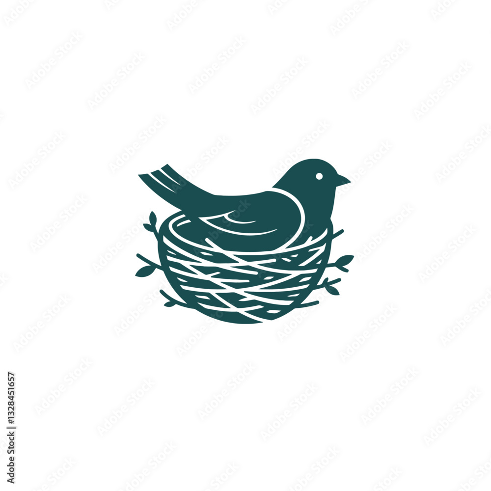 Fototapeta premium Bird and Nest Logo Design