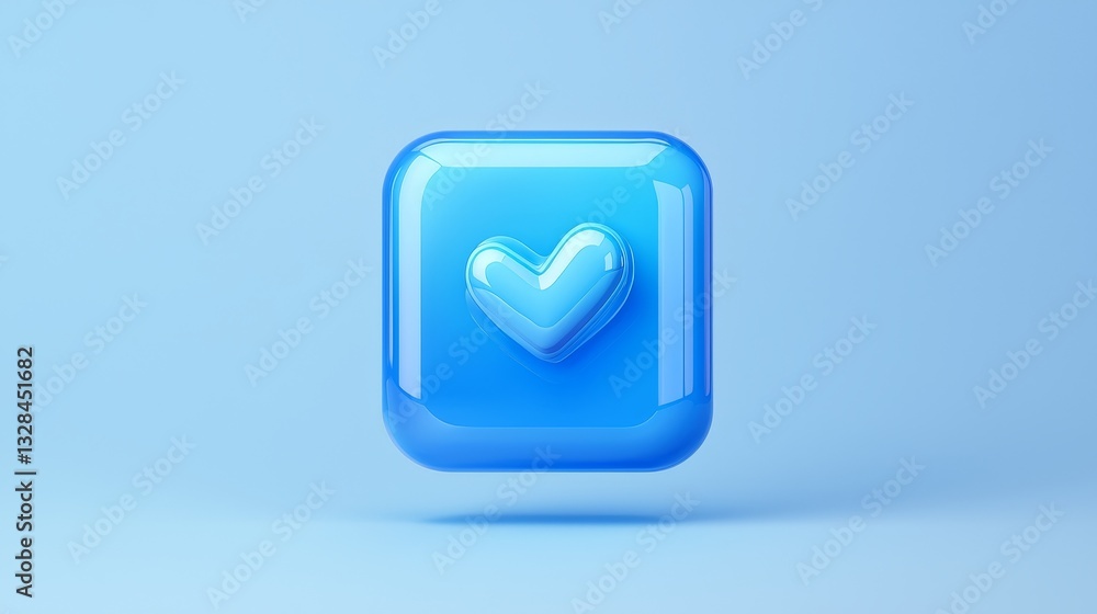 Vibrant blue heart icon on a solid blue backdrop, symbol of love and affection Vibrant blue heart icon on a solid blue backdrop, symbol of love and affection