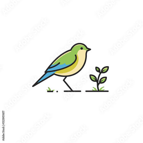 Bird and Green Plant Logo Design