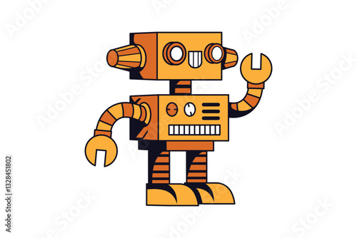 Vintage Robot Vector Illustration