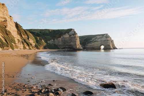 A typical cliffy beach at the coastline photo