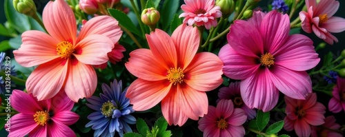 Wallpaper Mural Vibrant floral bouquet, various blooms, lush greenery , art, lilies Torontodigital.ca