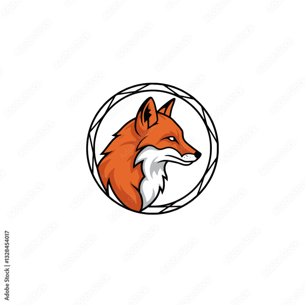 Obraz premium Stylized fox head logo with circular border