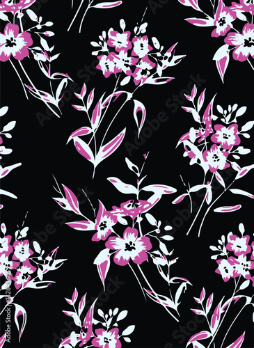seamless floral pattern, botanical illustration, colorful background, textile design