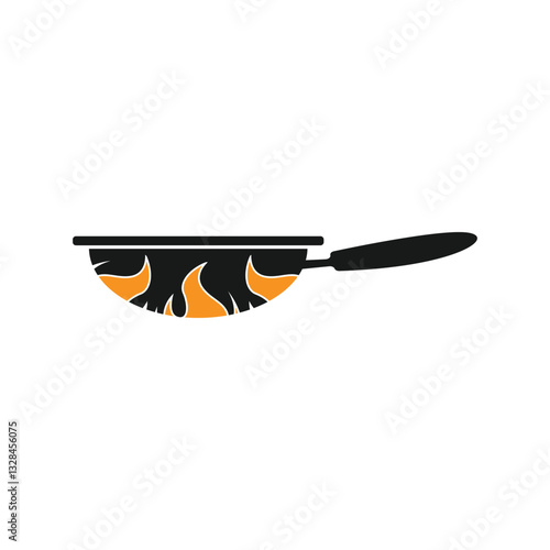 Old Skillet Cast Iron Pan Logo. Classic Restaurant Kitchen Logo Template. fry pan logo icon with simple design