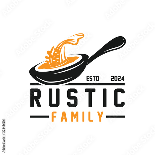 Old Skillet Cast Iron Pan Logo. Classic Restaurant Kitchen Logo Template. fry pan logo icon with simple design