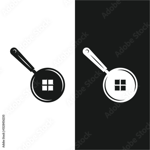 Old Skillet Cast Iron Pan Logo. Classic Restaurant Kitchen Logo Template. fry pan logo icon with simple design