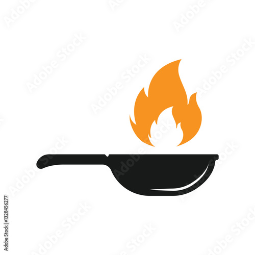 Old Skillet Cast Iron Pan Logo. Classic Restaurant Kitchen Logo Template. fry pan logo icon with simple design