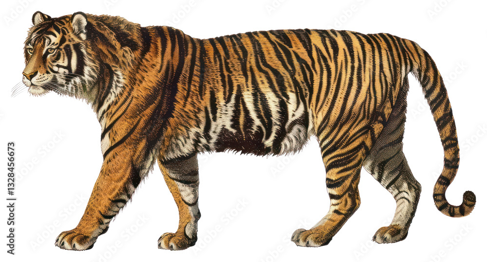 Obraz premium PNG Majestic tiger illustration on white